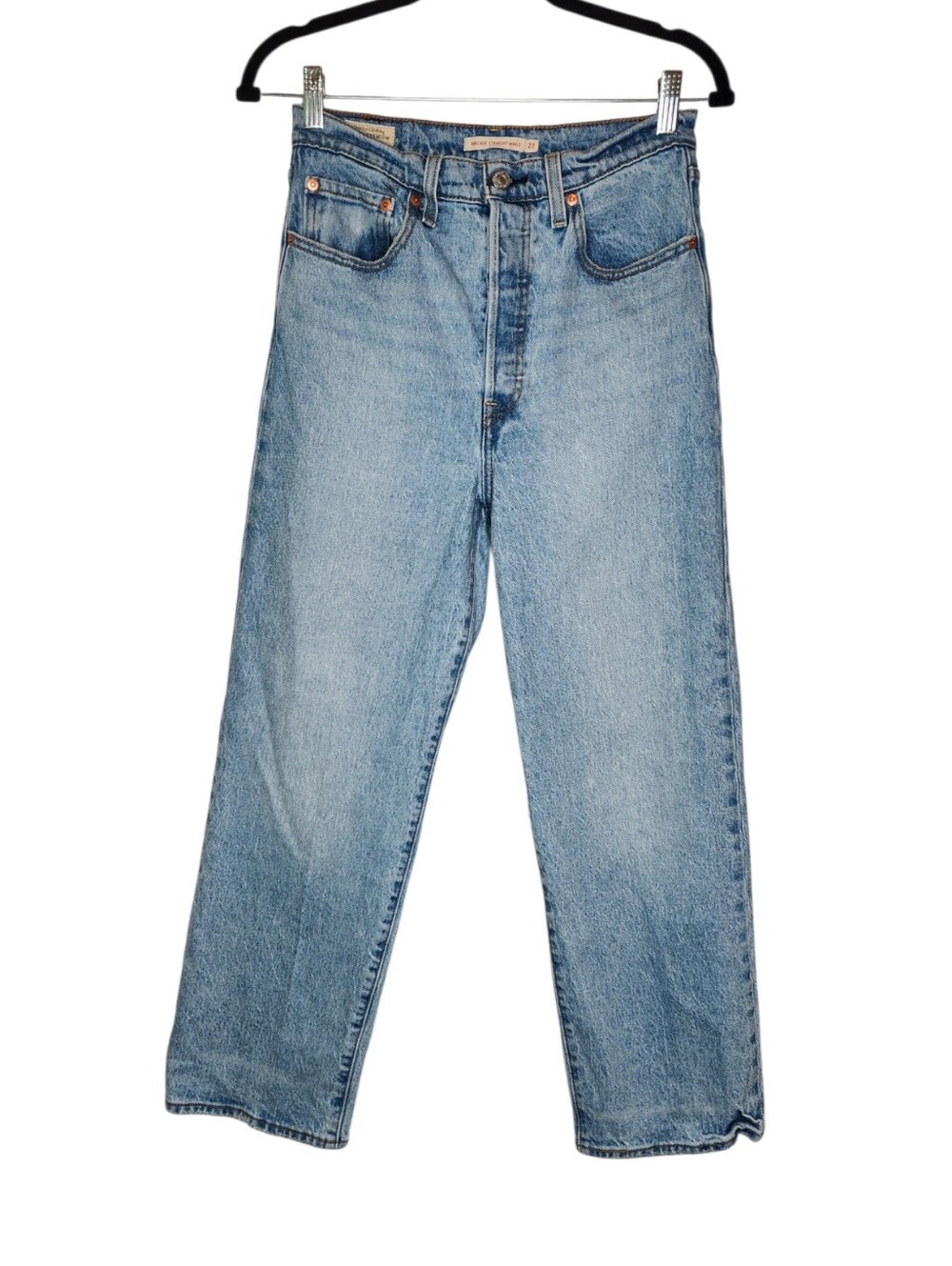 Levi's Ribcage Straight Ankle Jeans Button Fly Blue Size 27